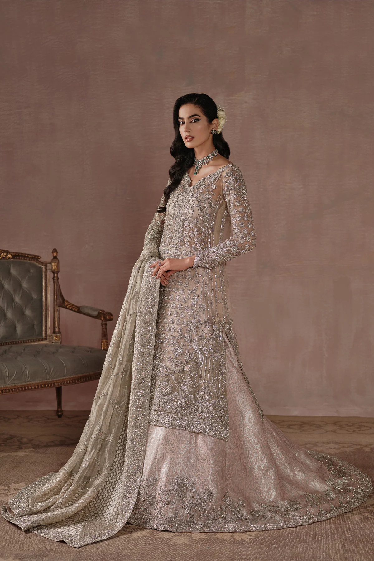Silvery Ivory Reception Bridal (d-04) By Ammara Khan
