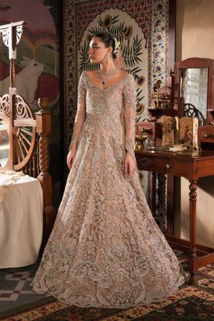Blush Pink And Silver Dreamy Bridal Peshwas Set (br-02) By Ammara Khan