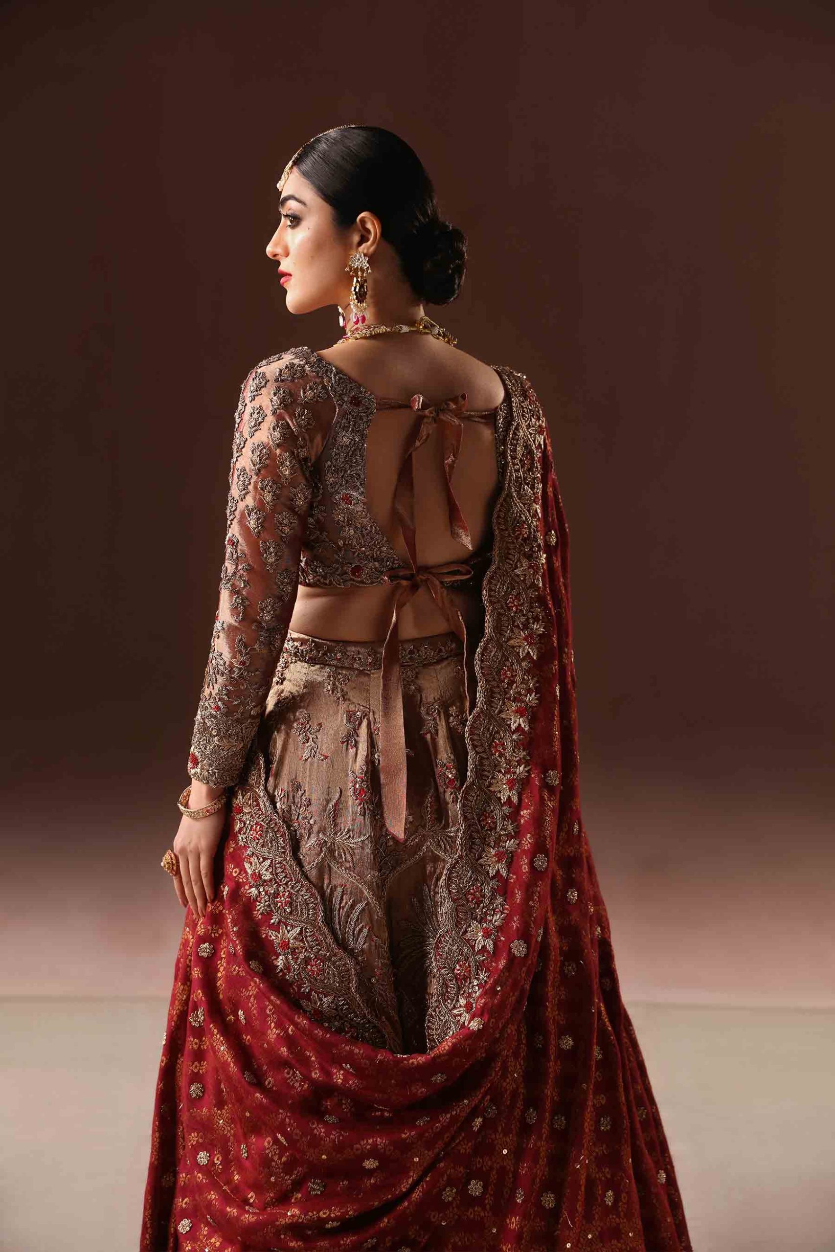 Rust And Gold Lehnga Choli Bridal (br-10) By Ammara Khan - Image 3