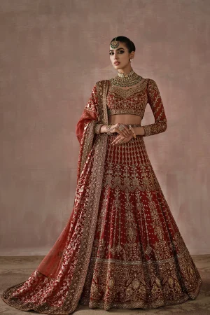 Classic Red And Gold Lehnga Choli (d-02) By Ammara Khan