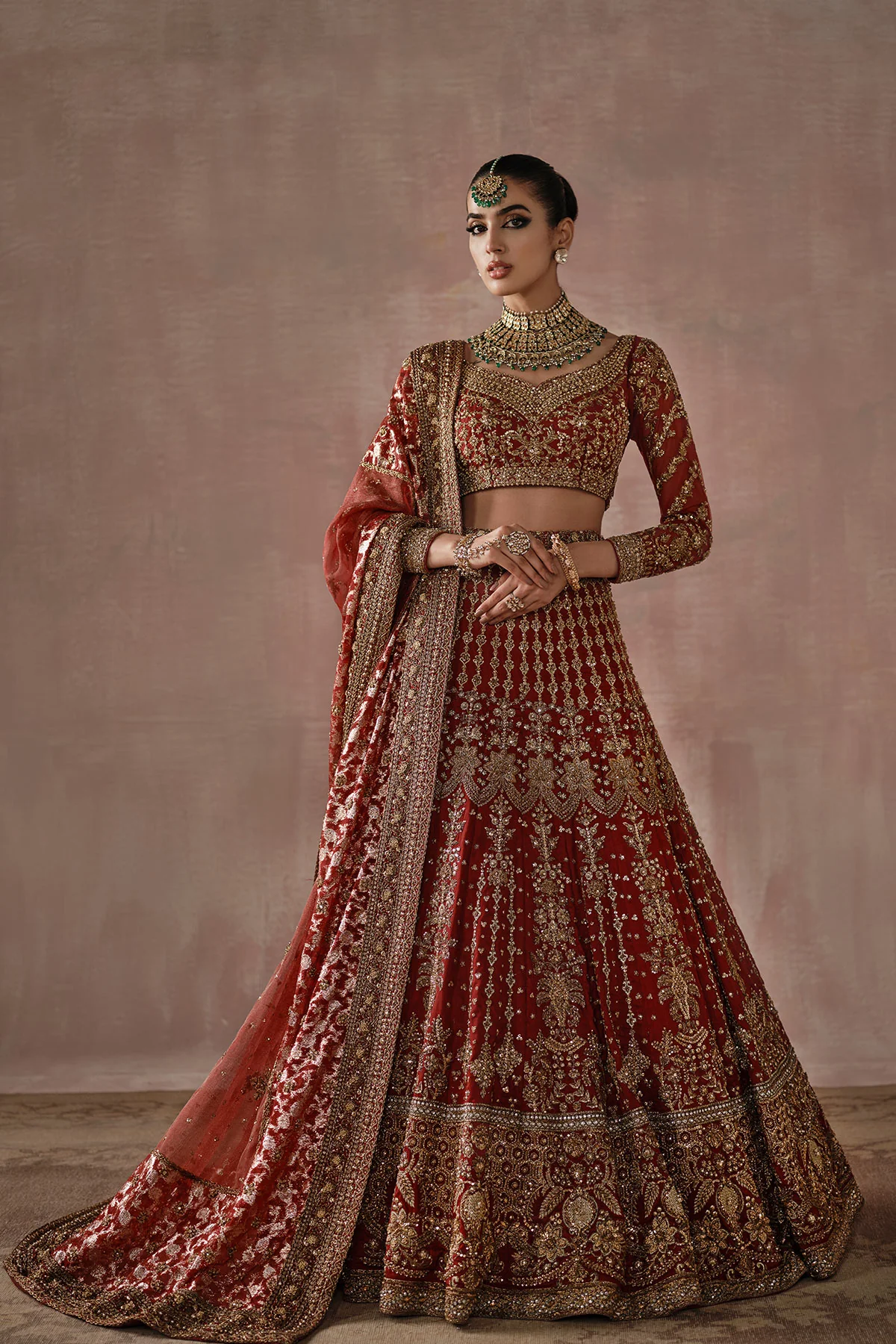 Classic Red And Gold Lehnga Choli (d-02) By Ammara Khan