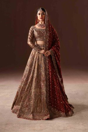 Rust And Gold Lehnga Choli Bridal (br-10) By Ammara Khan