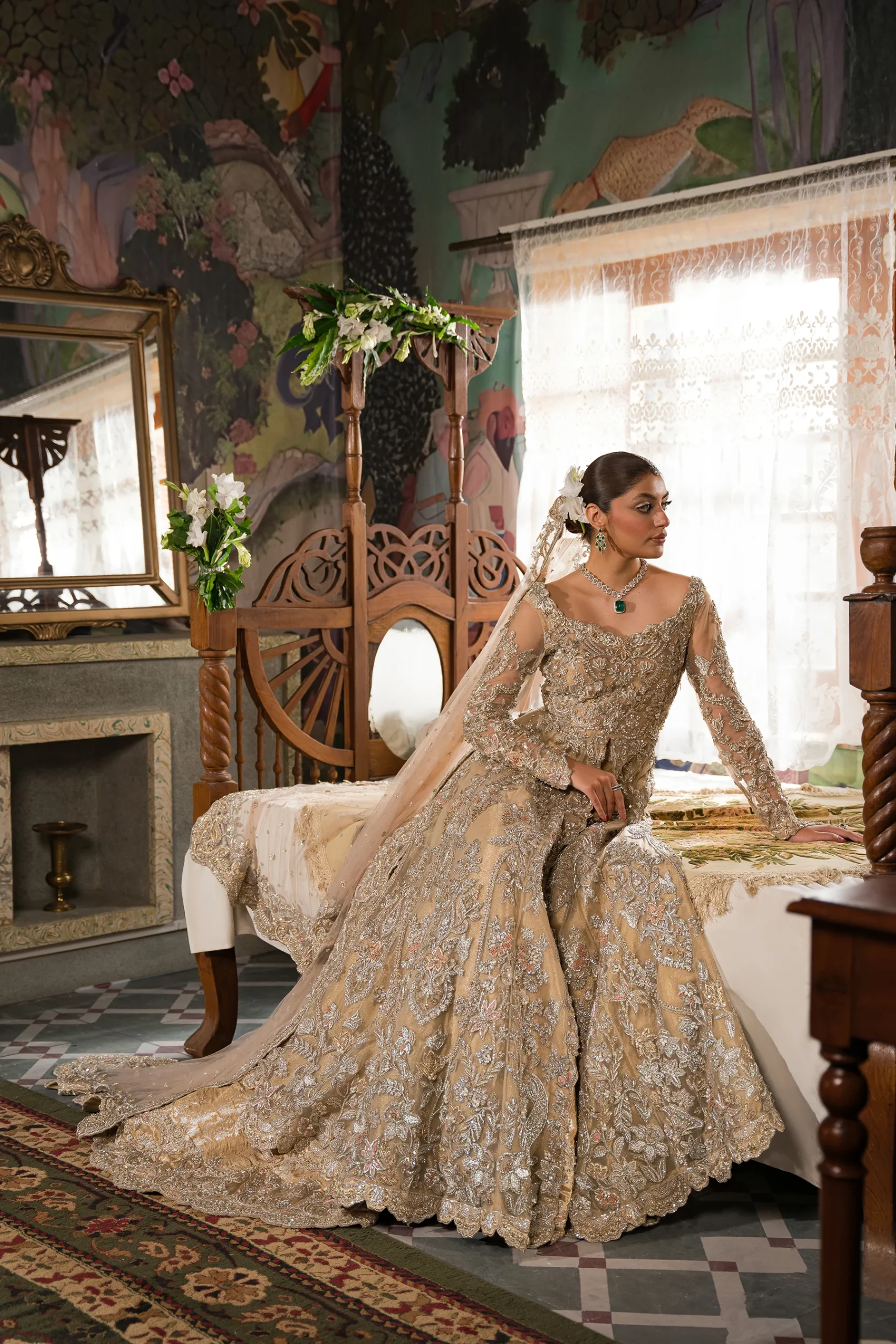 Grand Champagne Bridal Gown (br-01) By Ammara Khan - Image 5