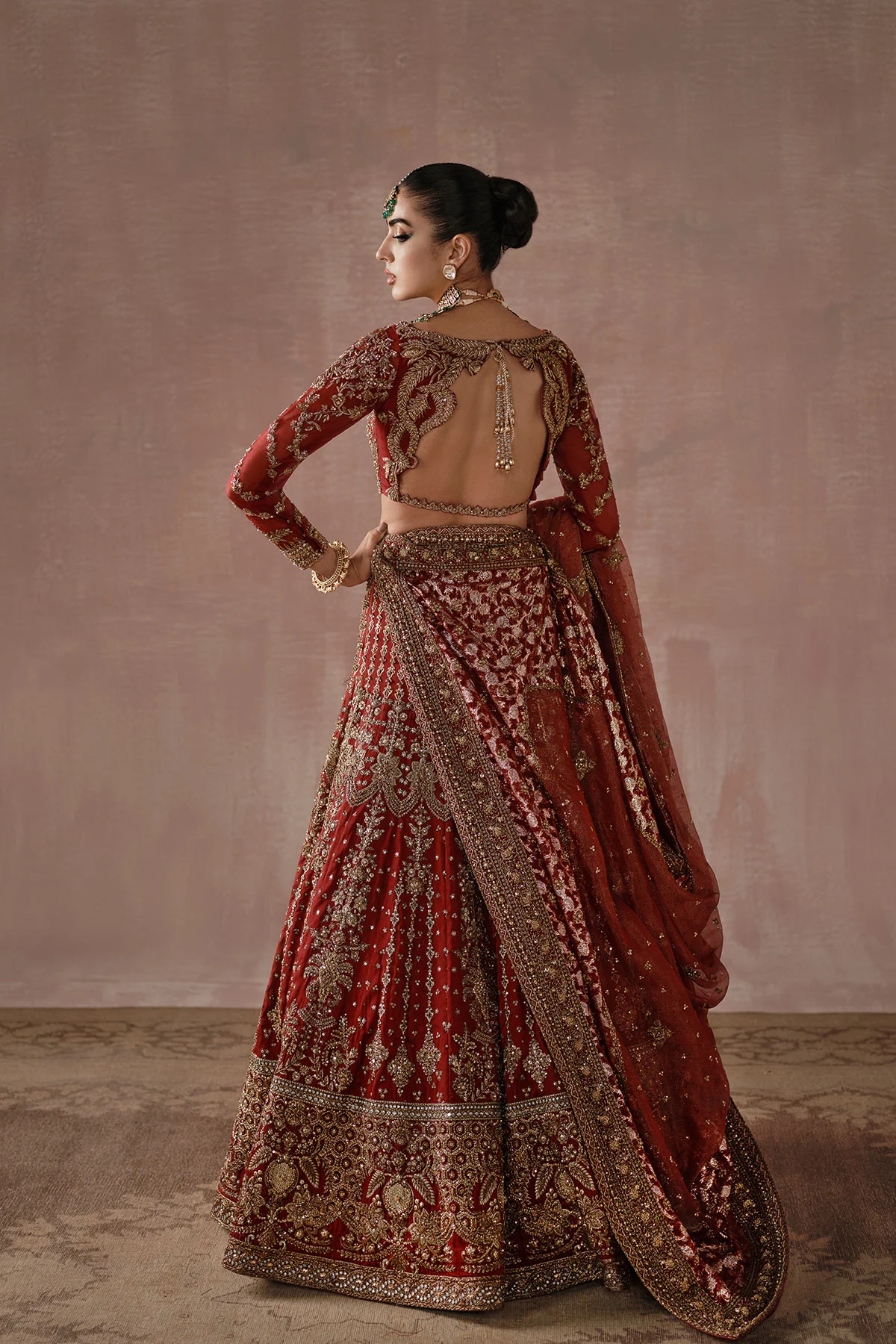 Classic Red And Gold Lehnga Choli (d-02) By Ammara Khan - Image 5