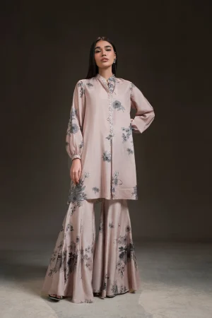 Floral Print Gharara Pant Set (d-14) By Ammara Khan