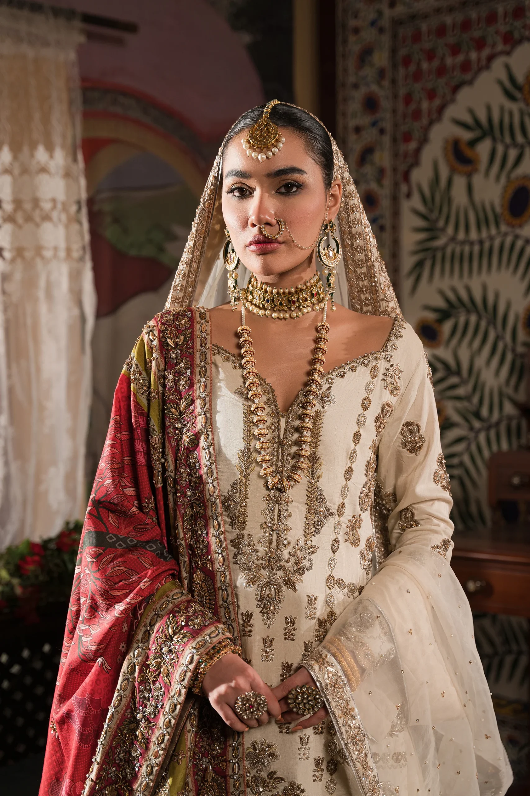 Ivory And Gold Gharara Set - With Light Dupatta (br-04a) By Ammara Khan - Image 4