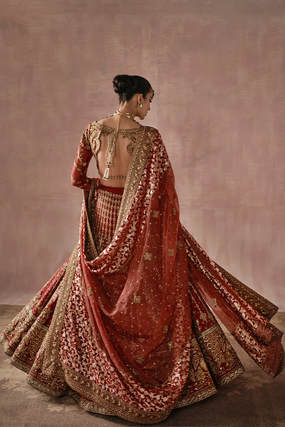 Classic Red And Gold Lehnga Choli (d-02) By Ammara Khan - Image 4
