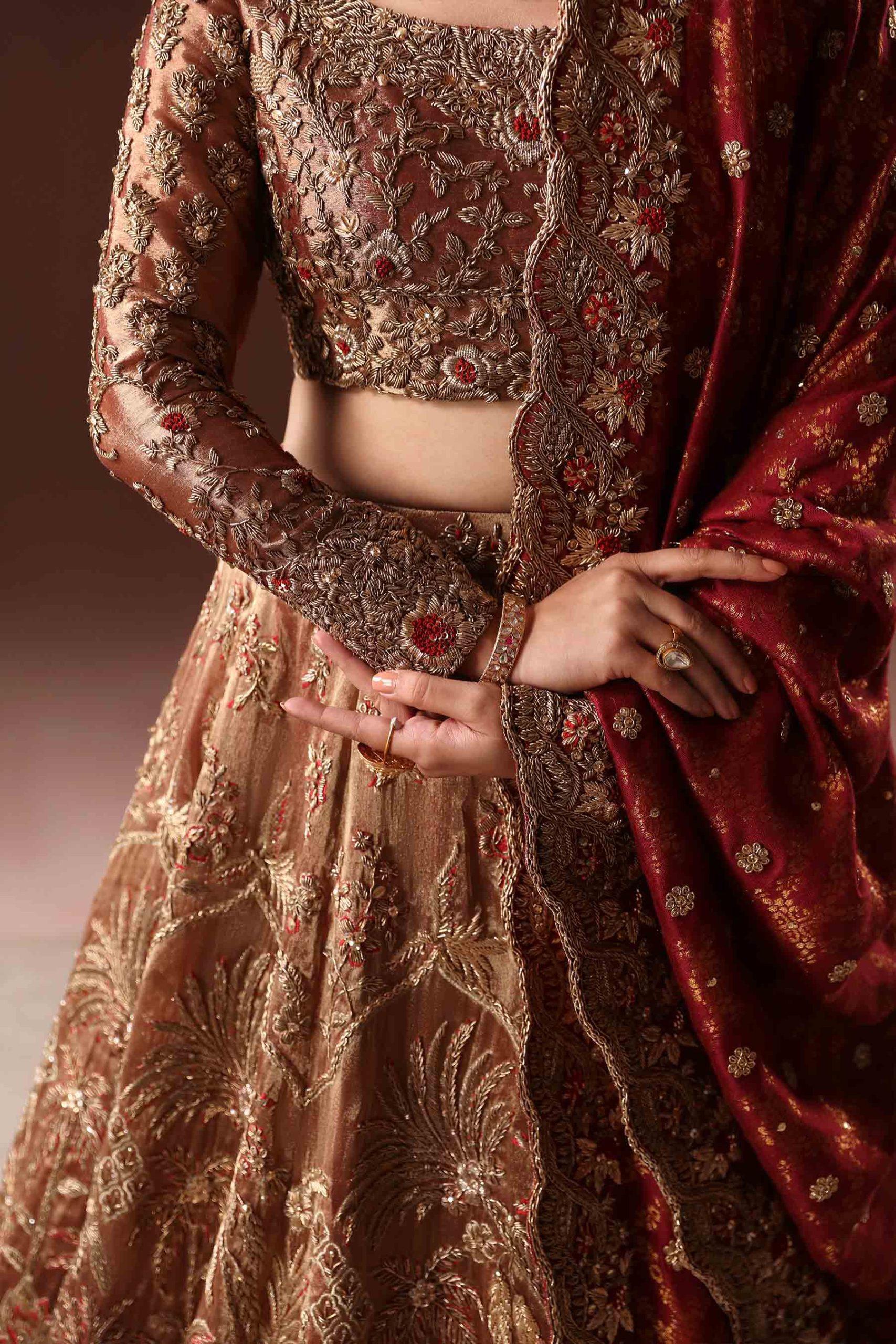Rust And Gold Lehnga Choli Bridal (br-10) By Ammara Khan - Image 5