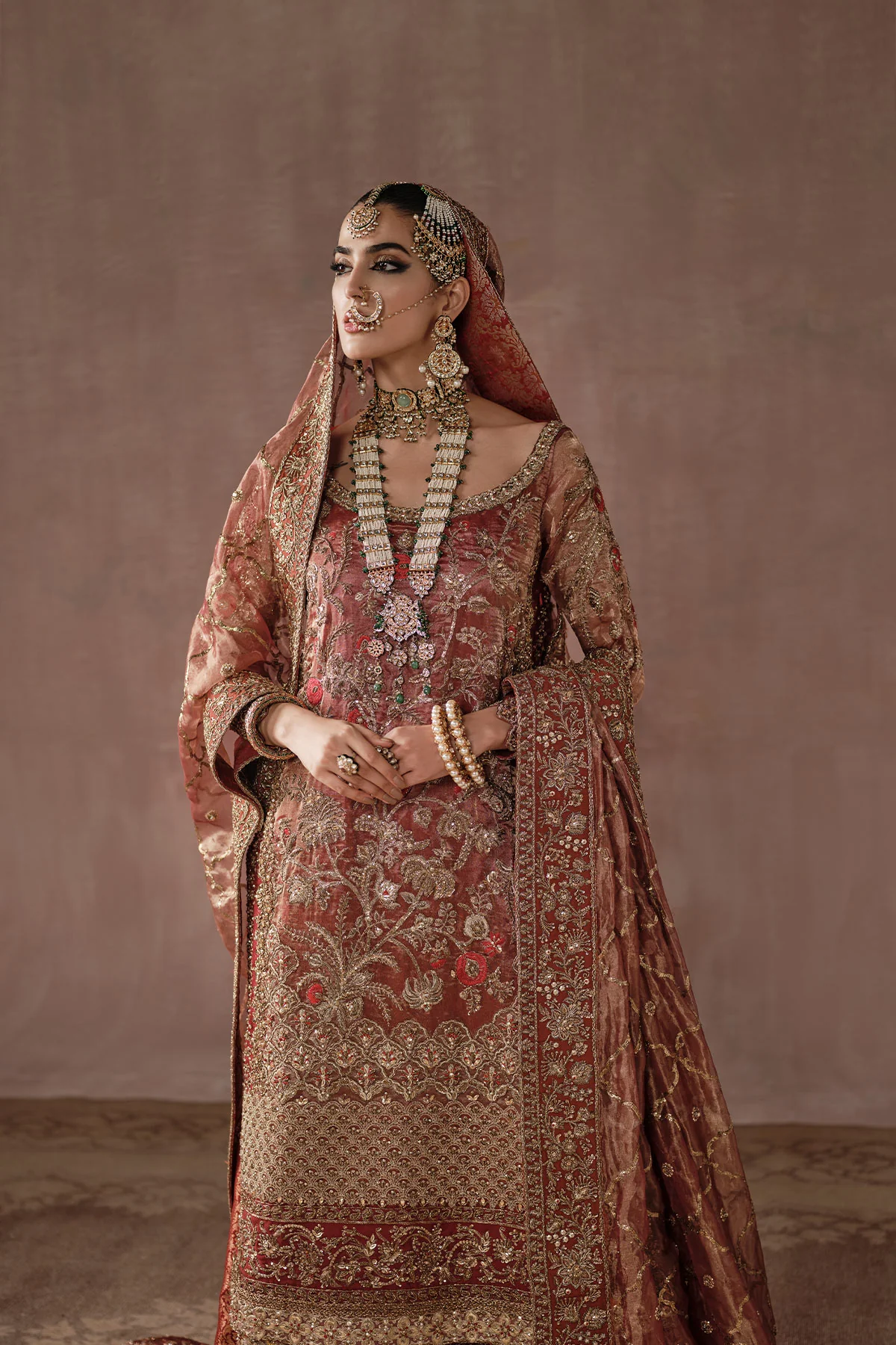 Classic Red And Gold Farshi Gharara Bridal (d-03) By Ammara Khan - Image 3