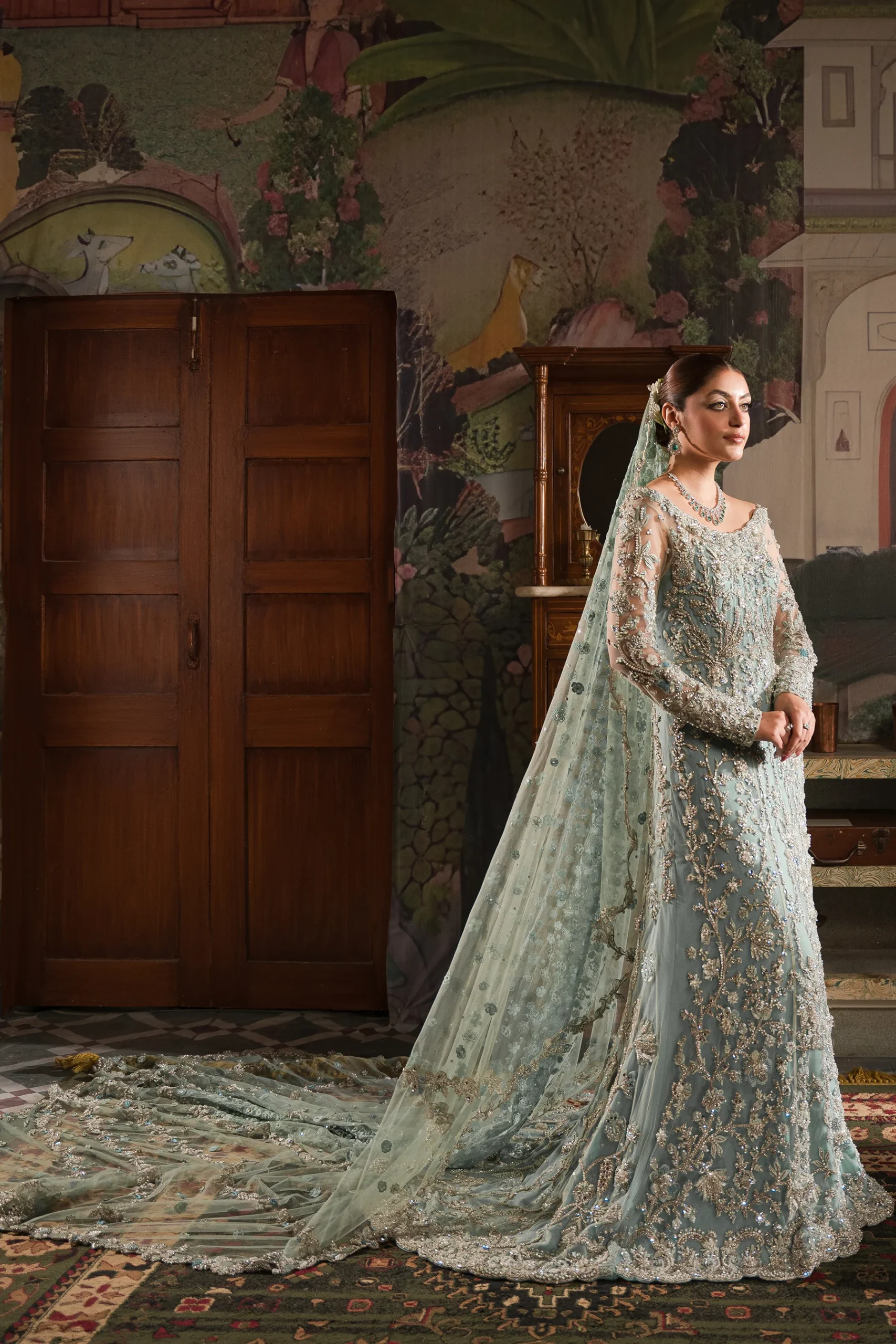 Reception Bridal Gown And Veil (br-11) By Ammara Khan - Image 6