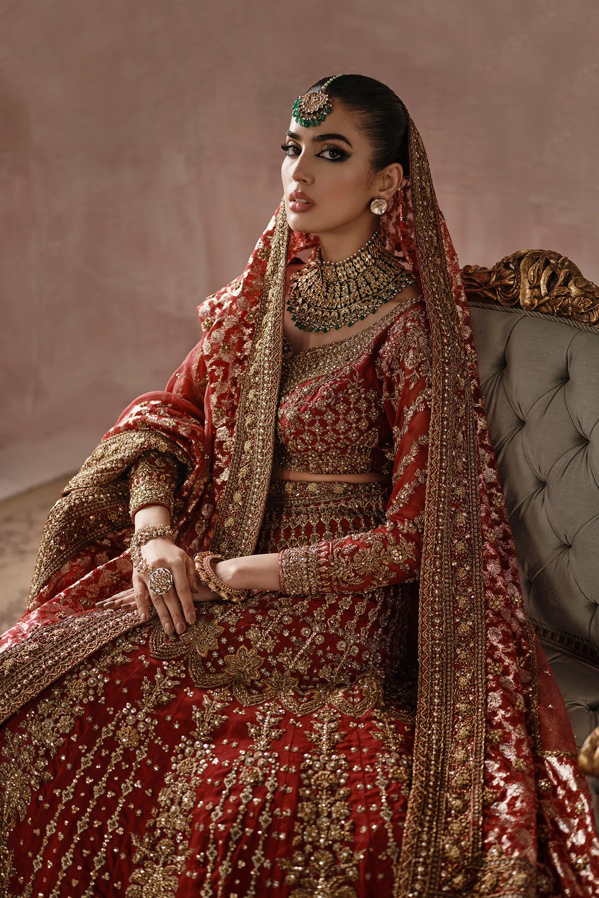 Classic Red And Gold Lehnga Choli (d-02) By Ammara Khan - Image 3