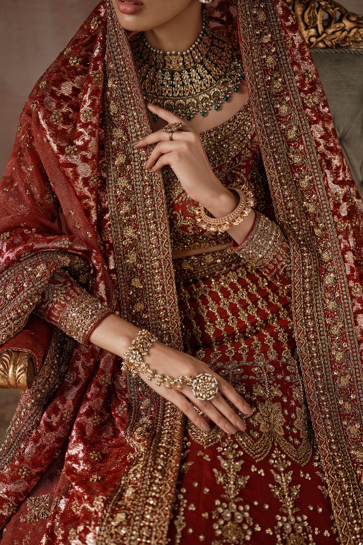 Classic Red And Gold Lehnga Choli (d-02) By Ammara Khan - Image 2