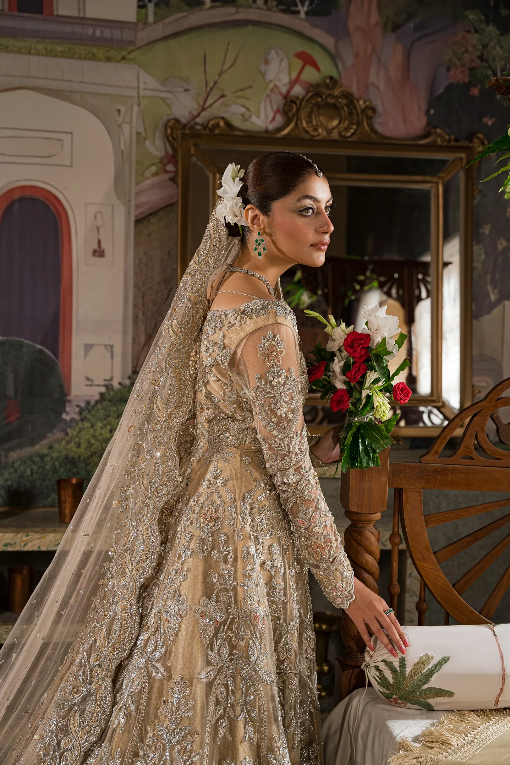 Grand Champagne Bridal Gown (br-01) By Ammara Khan - Image 4