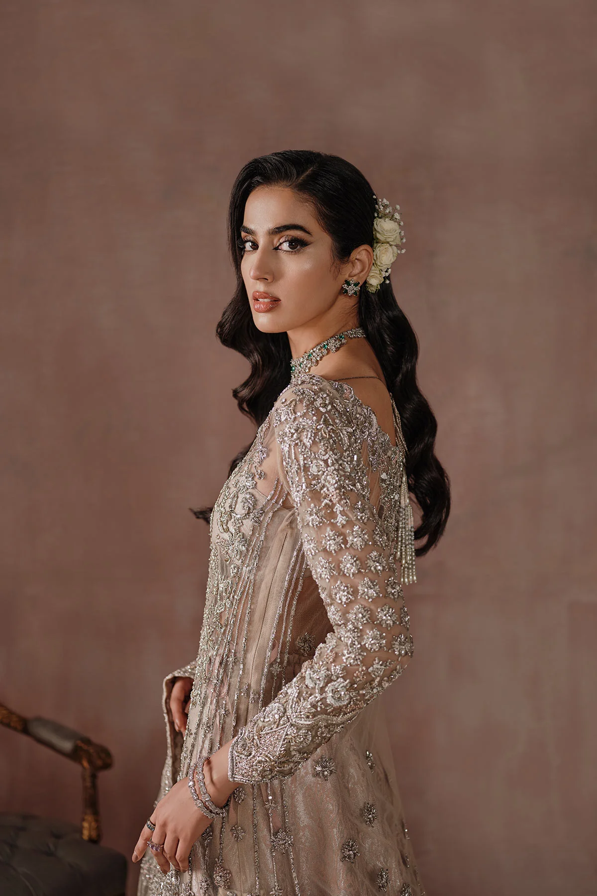 Silvery Ivory Reception Bridal (d-04) By Ammara Khan - Image 2