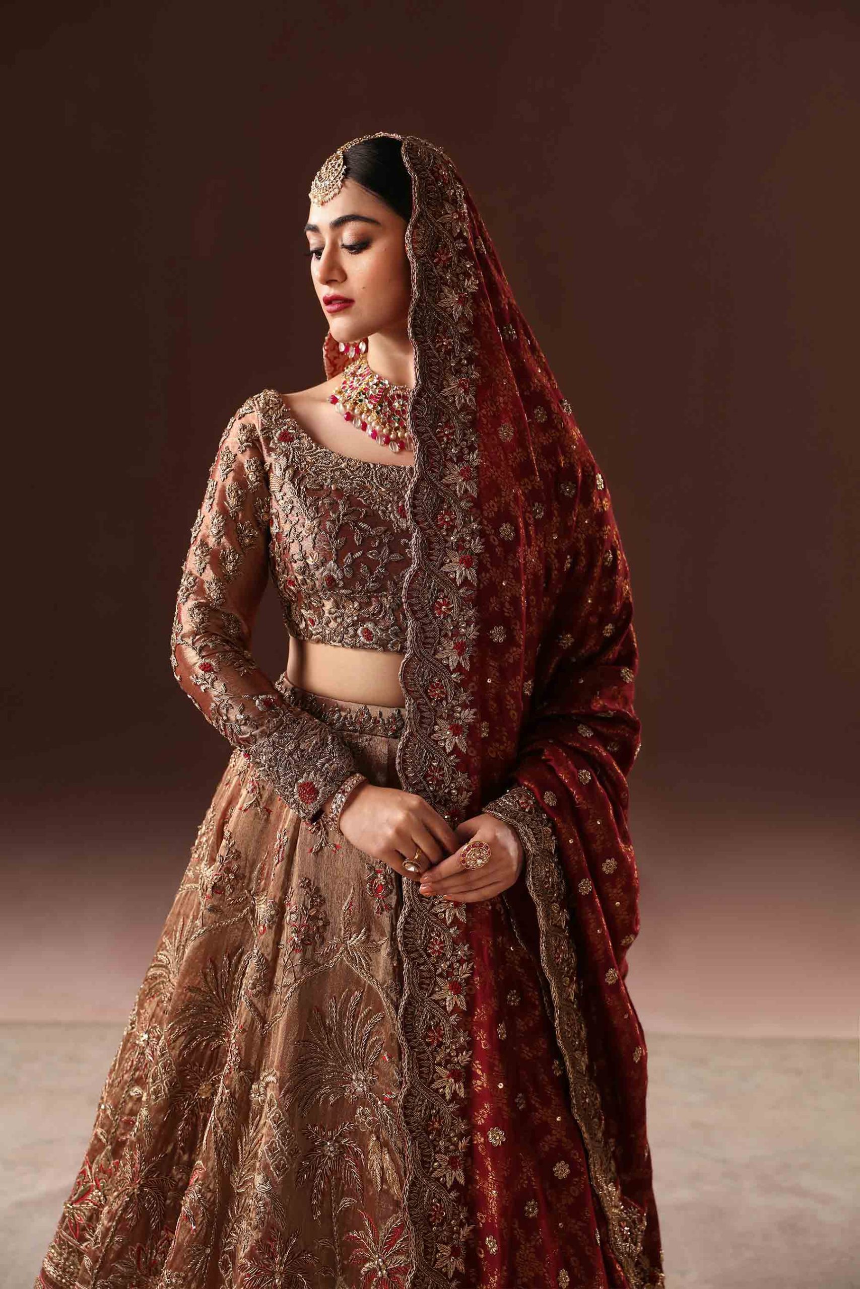 Rust And Gold Lehnga Choli Bridal (br-10) By Ammara Khan - Image 4