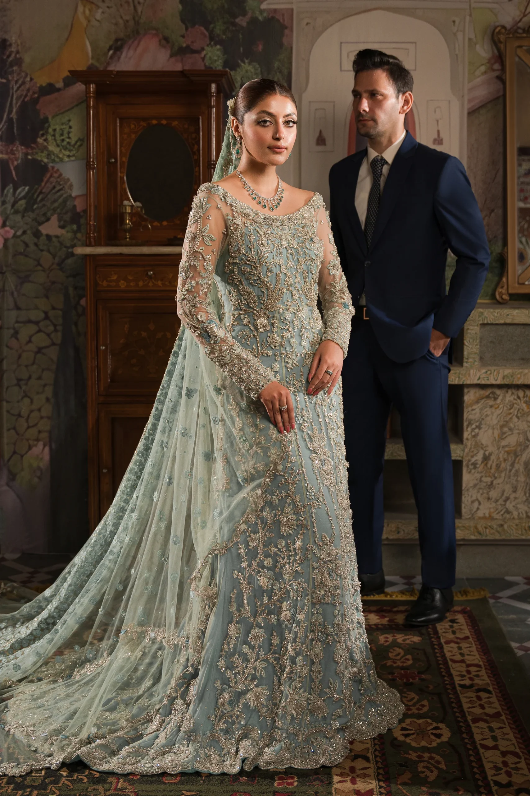 Reception Bridal Gown And Veil (br-11) By Ammara Khan - Image 2