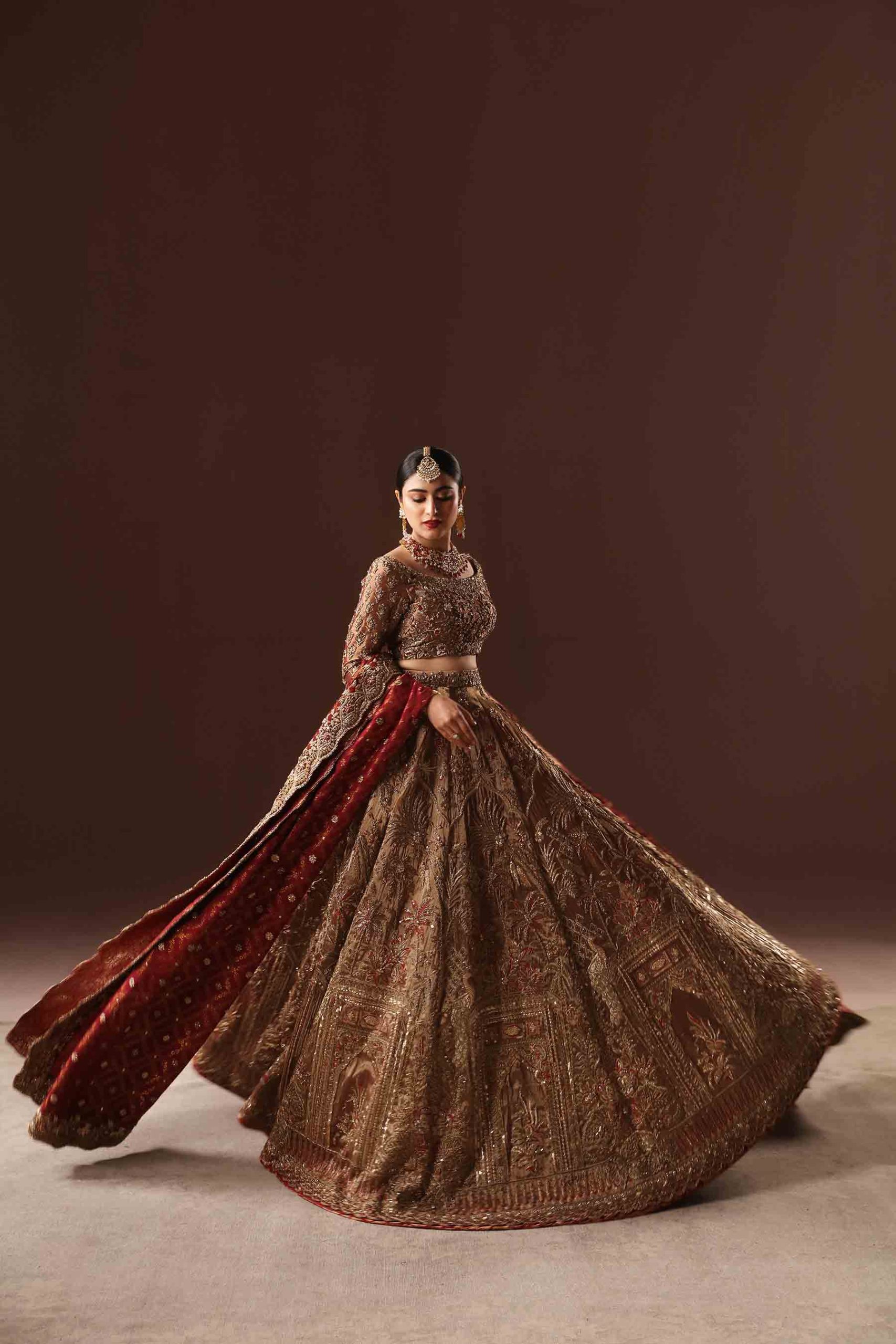 Rust And Gold Lehnga Choli Bridal (br-10) By Ammara Khan - Image 2