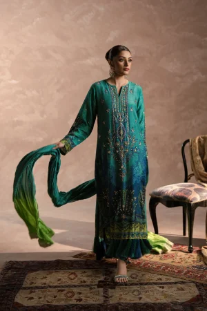 Peacock Garden Kaftan Set (d-01) By Ammara Khan