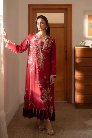 Deep Berry Tassle Kaftan (d-03) By Ammara Khan