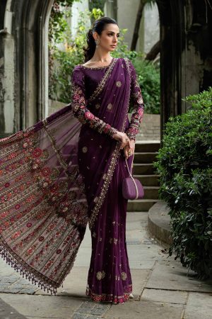 Unstitched Embroidered Chiffon Saree WF 09 01 By Maria B