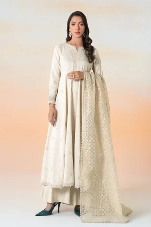 3 Piece Embroidered Dobby Lawn Suit DW EF25 30