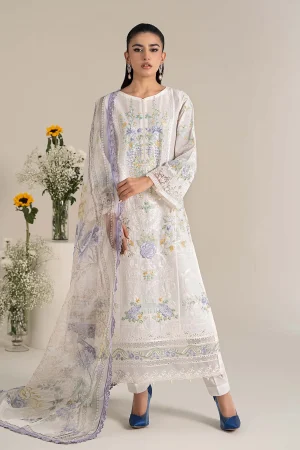3 Piece Embroidered Self Jacquard Lawn Suit  DW EF25 49