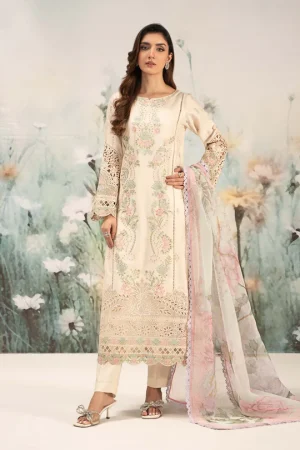 3 Piece Embroidered Self Jacquard Lawn Suit  DW EF25 47