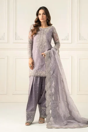 3 Piece Embroidered Raw Silk Suit  SF EF25 60