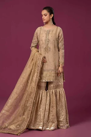 3 Piece Embroidered Masoori Suit Sf Ef24 35 Coffee