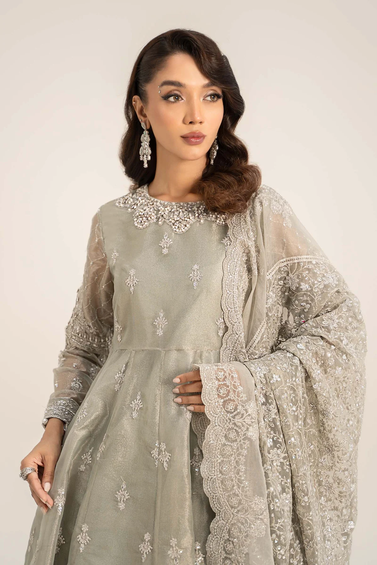 3 Piece Embroidered Tissue Suit SF W24 03 By Maria B - Image 6