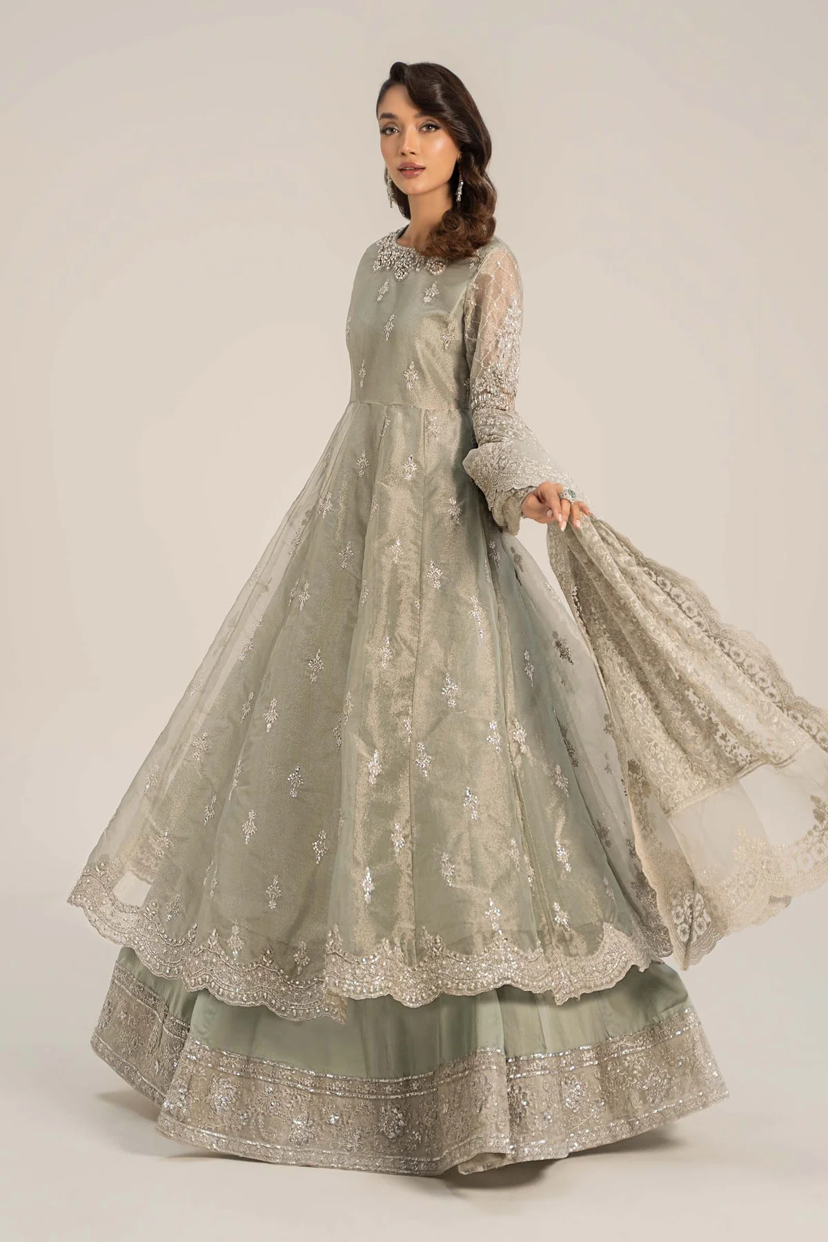 3 Piece Embroidered Tissue Suit SF W24 03 By Maria B - Image 4