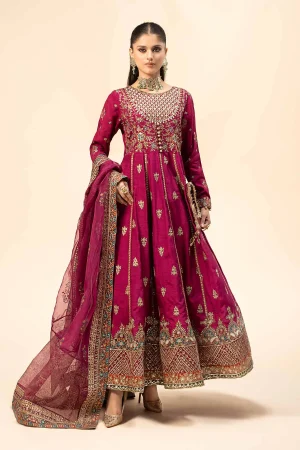 3 Piece Embroidered Raw Silk Suit SF W24 65 By Maria B