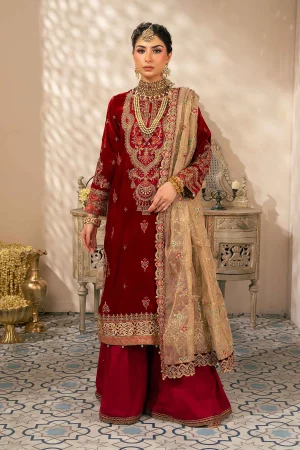 3 Piece Embroidered Velvet Suit SF W24 29 By Maria B