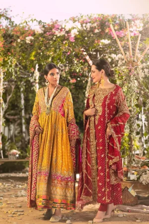 Meenah Maroon Bridal Shawl By Agha Noor