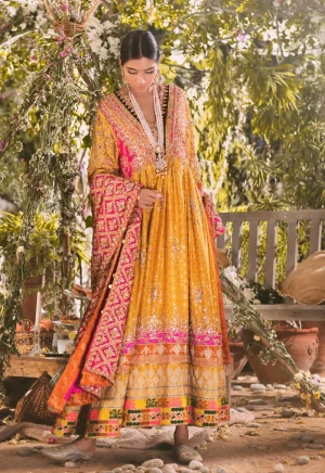 Traditional pathani bridal ( pishwas with matching chooridar ) by Agha Noor