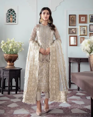 Mehr Embroidered Net 3 Piece Suit Ws 19 By Gulaal