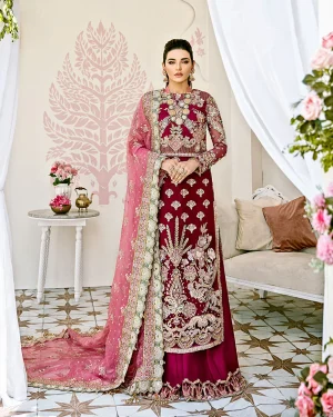 Pois Embroidered Net 3 Piece Suit Ws 08 By Gulaal