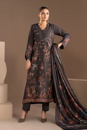 3 Piece Embroidered Twill Linen Suit MPS 2801 By Maria B