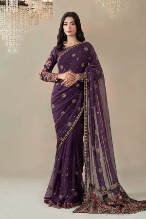 Embroidered Chiffon Saree WFS 09 01 By Maria B