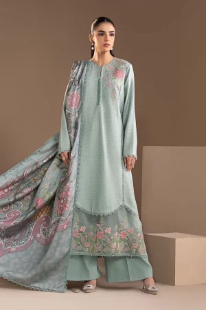 3 Piece Embroidered Twill Linen Suit MPS 2802 By Maria B