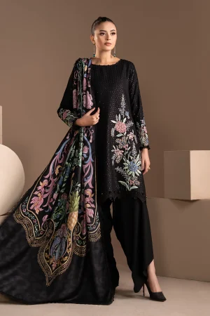 3 Piece Embroidered Twill Linen Suit MPS 2802 B By Maria B