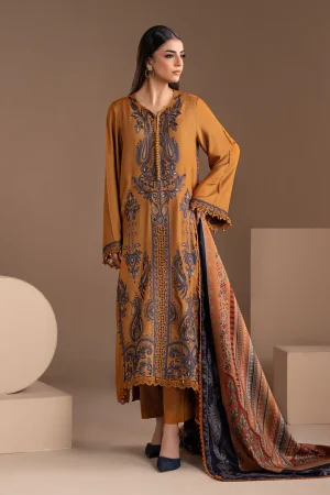 3 Piece Embroidered Twill Linen Suit MPS 2803 A By Maria B