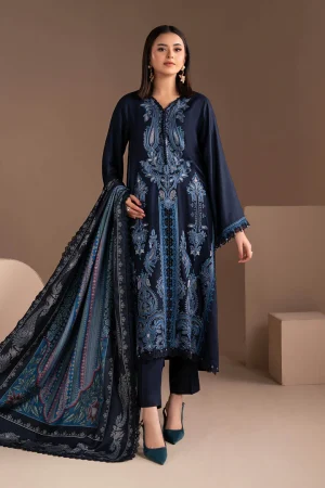 3 Piece Embroidered Twill Linen Suit MPS 2803 B By Maria B