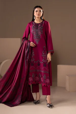 3 Piece Embroidered Twill Linen Suit MPS 2804 B By Maria B