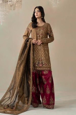 3 Piece Embroidered Raw Silk Suit WFS 09 04 By Maria B