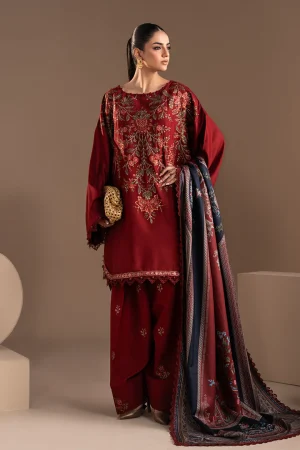 3 Piece Embroidered Twill Linen Suit MPS 2805 A By Maria B