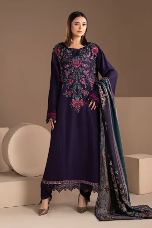 3 Piece Embroidered Twill Linen Suit MPS 2805 B By Maria B