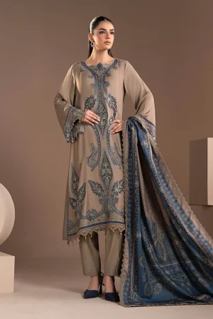 3 Piece Embroidered Twill Linen Suit MPS 2806 A  By Maria B