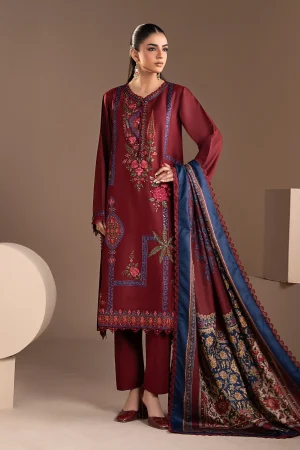 3 Piece Embroidered Twill Linen Suit MPS 2807 A By Maria B