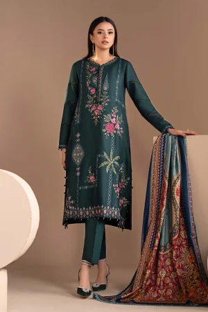 3 Piece Embroidered Twill Linen Suit MPS 2807 B By Maria B